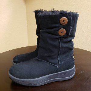 SKECHERS WOMENS SZ 8 TONE-UPS BOOTS Black Suede